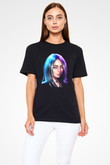 Billie Eilish Baskılı Unisex Siyah Tişört - Tshirt