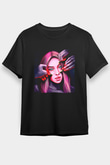 Billie Eilish Baskılı Unisex Siyah Tişört - Tshirt