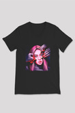 Billie Eilish Baskılı Unisex Siyah V Yaka Tişört - Tshirt