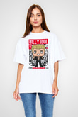 Billy Idol Baskılı Unisex Beyaz Oversize Tişört