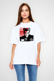 Billy Idol Baskılı Unisex Beyaz Oversize Tişört