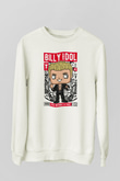 Billy Idol Baskılı Unisex Beyaz Sweatshirt