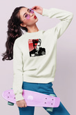 Billy Idol Baskılı Unisex Beyaz Sweatshirt