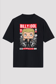 Billy Idol Baskılı Unisex Siyah Oversize Tişört