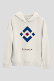 Binance Baskılı Beyaz Unisex Hoodie