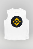 Binance Baskılı Beyaz Unisex Kolsuz Tişört - Tshirt