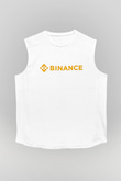 Binance Baskılı Beyaz Unisex Kolsuz Tişört - Tshirt