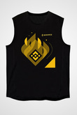 Binance Baskılı Unisex Siyah Kolsuz Tişört - Tshirt