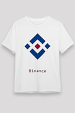 Binance Unisex Baskılı Beyaz Tişört - Tshirt