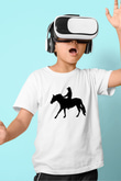 Binicilik Baskılı Unisex Beyaz Çocuk Tişört - Tshirt