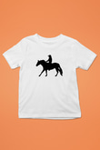 Binicilik Baskılı Unisex Beyaz Çocuk Tişört - Tshirt