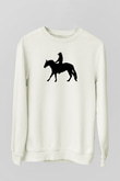 Binicilik Baskılı Unisex Ekru Sweatshirt