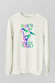 Binicilik Baskılı Unisex Ekru Sweatshirt