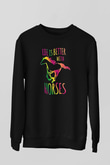 Binicilik - Riding Baskılı Unisex Siyah Sweatshirt