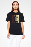 Binicilik - Riding Baskılı Unisex Siyah Tişört - Tshirt