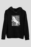 Binicilik - Riding Baskılı Unisex Siyah Hoodie
