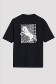 Binicilik - Riding Baskılı Unisex Siyah Oversize Tişört