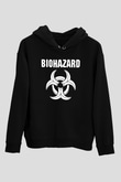 Biohazard Siyah Unisex Kapüşonlu Sweatshirt