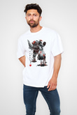 Bioshock James Baskılı Beyaz Unisex Oversize Tişört - Tshirt