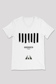 Bioshock James Baskılı Beyaz Unisex V Yaka Tişört - Tshirt
