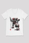 Bioshock James Baskılı Beyaz Unisex V Yaka Tişört - Tshirt