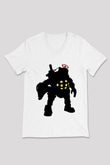 Bioshock James Baskılı Beyaz Unisex V Yaka Tişört - Tshirt