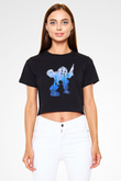 Bioshock James Baskılı Siyah Crop Top Kadın Tişört - Tshirt