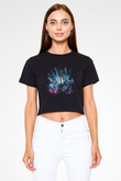 Bioshock James Baskılı Siyah Crop Top Kadın Tişört - Tshirt