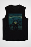 Bioshock James Baskılı Unisex Siyah Kolsuz Tişört - Tshirt
