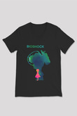 Bioshock James Baskılı Unisex Siyah V Yaka Tişört - Tshirt