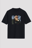 Birdman Baskılı Unisex Oversize Siyah Tişört