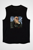 Birdman Baskılı Unisex Siyah Kolsuz Tişört