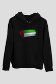 Birleşik Arap Emirlikleri - United Arab Emirates Bayrağı Baskılı Unisex Siyah Hoodie