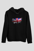Birleşik Krallık - United Kingdom Bayrağı Baskılı Unisex Siyah Hoodie