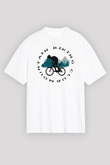 Bisiklet Beyaz Unisex Oversize Tişört T-Shirt