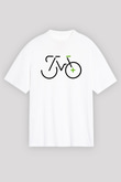 Bisiklet Beyaz Unisex Oversize Tişört T-Shirt
