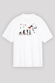 Bisiklet Beyaz Unisex Oversize Tişört T-Shirt