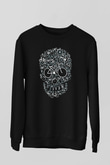 Bisikletçi Kurukafa Baskılı Unisex Siyah  Sweatshirt