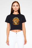 Bitcoin Baskılı Siyah Crop Top Kadın Tişört - Tshirt