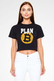 Bitcoin Baskılı Siyah Crop Top Kadın Tişört - Tshirt