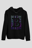 Bitcoin Baskılı Unisex Siyah Hoodie