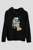 Bitcoin Baskılı Unisex Siyah Hoodie
