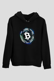 Bitcoin Baskılı Unisex Siyah Hoodie