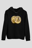 Bitcoin Baskılı Unisex Siyah Hoodie