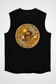 Bitcoin Baskılı Unisex Siyah Kolsuz Tişört - Tshirt