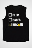 Bitcoin Baskılı Unisex Siyah Kolsuz Tişört - Tshirt
