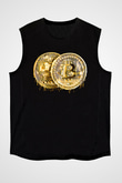 Bitcoin Baskılı Unisex Siyah Kolsuz Tişört - Tshirt
