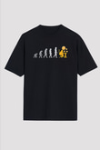 Bitcoin Baskılı Unisex Siyah Oversize Tişört - Tshirt