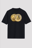 Bitcoin Baskılı Unisex Siyah Oversize Tişört - Tshirt