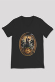 Bitcoin Baskılı Unisex Siyah V Yaka Tişört - Tshirt